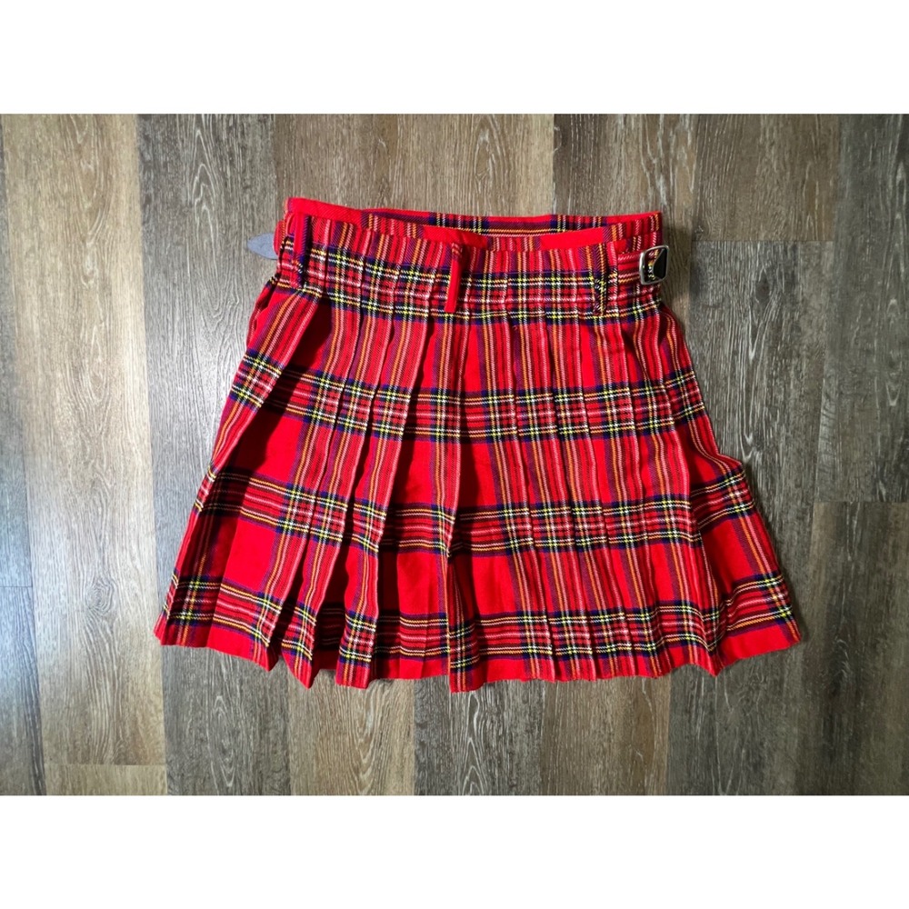 Tartan Kilt Mens 36 Red Plaid Pleated Acrylic Scottish Highland Style - Picture 5 of 6